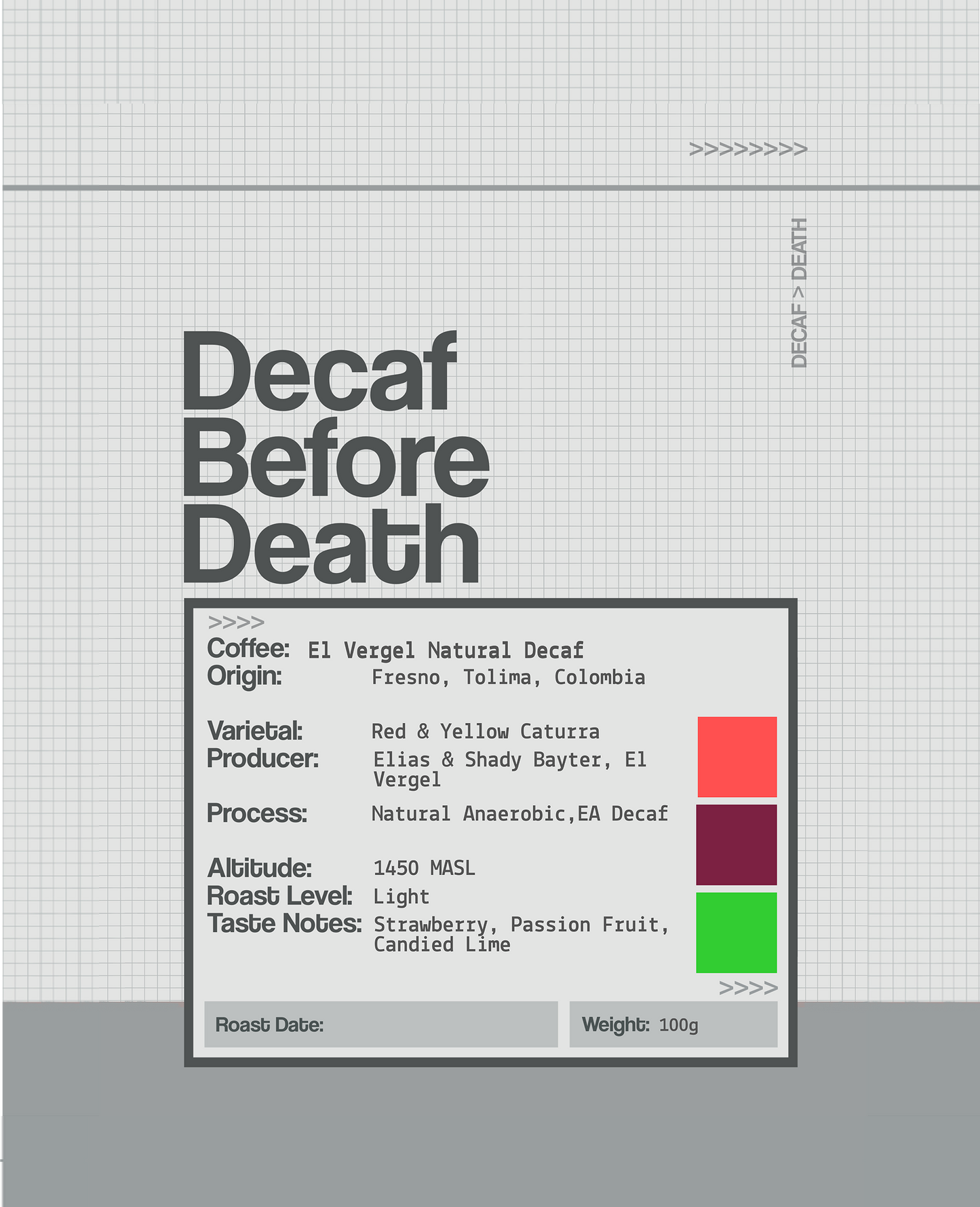 Decaf Before Death - El Vergel Natural Decaf (100g)