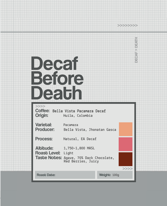Decaf Before Death - Bella Vista Pacamara Decaf (100g)